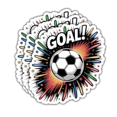 Imagem de Pacote de adesivos de futebol de explosão de gol, decalques legais de vinil de futebol com design de bola e fogos de artifício, laptop, garrafa de água, presentes para amantes de futebol (7,6 cm)