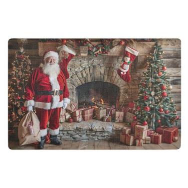 Imagem de SEHANY Tapete de porta de inverno Papai Noel Natal para todos os climas, impermeável, secagem rápida, bem-vindo, tapete de entrada antiderrapante, tapete decorativo de poliéster para entrada, varanda