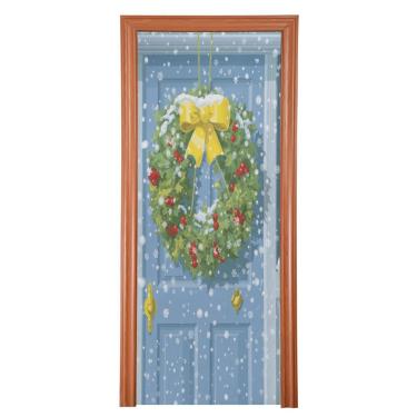 Imagem de Blueangle Capa de porta de guirlanda de Natal elástica - Faixa de porta frontal de tecido elástico para Natal, decoração de festa em casa ao ar livre (676)