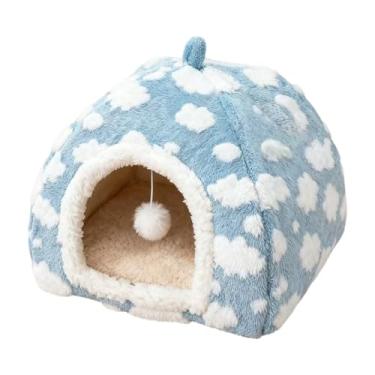 Imagem de IEUDNS Cama tipo caverna para gatos, casinha para cães pequenos, canil com almofada grossa, portátil e macia, ideal para animais de estimação. Pernoite