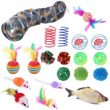 Imagem de Conjunto de Brinquedos para Gatos,em Forma de Peixe com Bola de Sino e Jogo - Pacote Variado Com Brinquedos Interativos Com Catnip | Para Gatos De Porte Pequeno Médio E Grande Para Sala De Estar