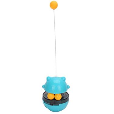 Imagem de Naroote Delicioso Alimentador de Gato Brinquedo Multifuncional Distribuição de Alimentos Abs Rolamento para Tumbler Bola Treinamento Brinquedos Interativos para Gatos Internos (Azul)
