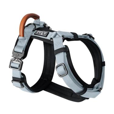 Imagem de MADE TO ROAM Peitoral Explorer Premium – Peitoral para cães em forma de Y com nylon durável ajustável, acolchoamento macio, fivelas de metal e alça de couro para cães pequenos, médios e grandes