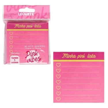 Imagem de Bloco Adesivo Pink Vibes Lista Com 100 Folhas Leoarte