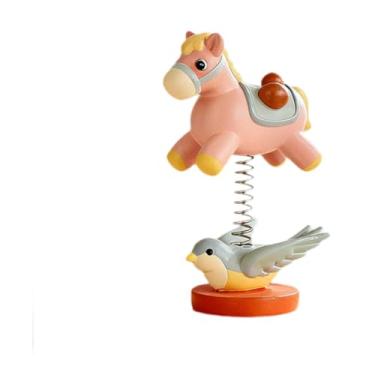 Imagem de Wswqop Cavalo de brinquedo com cabeça que balança, boneco com mola para decoração de mesa ou painel de carro, Branco