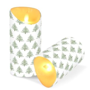 Imagem de Blueangle Pacote com 2 velas de árvore de Natal sem chama com controle remoto e temporizador, velas LED cintilantes (7,6 cm x 9,9 cm) para decoração de casa, casamento, acampamento (656)