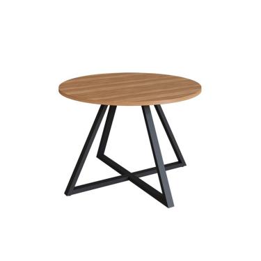 Imagem de Mesa de Jantar Redonda com Tampo MDP Concept Nogal e Preta 110 cm