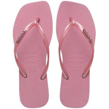 Imagem de Chinelo Feminino Havaianas REF: SLIM SQUARE LOGO METALLIC, Rosa, 37