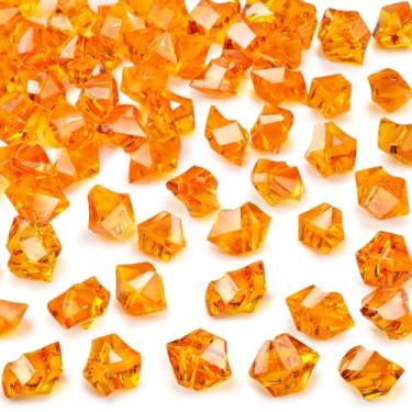 Imagem de Diamantes falsos laranja, 150 peças, de plástico, acrílico transparente, pedras de gelo, cubos de gelo falsos, pedras preciosas para decoração de casa, decoração de casamento, enchimento de vaso
