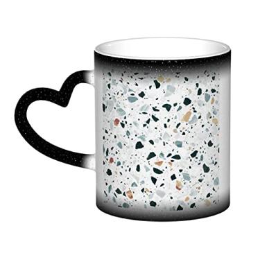 Imagem de Copo de café divertido White Terrazzo, xícara de cerâmica mágica sensível ao calor que muda de cor, 12 Oz, para café/chá/leite/cacau, para adolescente/aniversário/festival/presentes