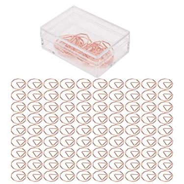 Imagem de Clipes de papel dourado formato exclusivo metal leve bonito processo de galvanoplastia portátil clipe de papel de metal com caixa de armazenamento para classificação de documentos (Polígono)