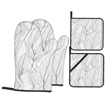 Imagem de Conjunto de luvas de cozinha de manjericão, tomilho e alecrim, com suportes de tampa, luvas de forno resistentes ao calor para manusear panelas quentes, grelhar, churrascos, kit de 4 peças.