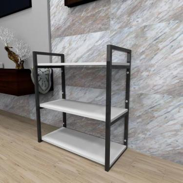 Imagem de Estante industrial aço cor preto 60x30x68cm (C)x(L)x(A) cor mdf branco