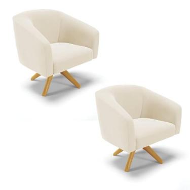 Imagem de Poltrona Decorativa Giratória MA30 Kit 2 Stella Veludo D03 - D'Rossi, 