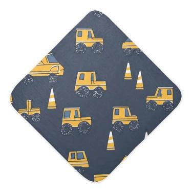 Imagem de STAYTOP Yellow Trucks Toalhas de bebê com capuz musselina, toalha de banho super macia, toalhas de banho absorventes para banho recém-nascido unissex 76 x 76 cm