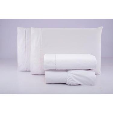 Imagem de Jogo de lençol queen 4 peças 100% algodão percal 200 fios com acabamen