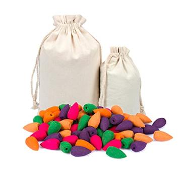 Imagem de Zen Life 150 peças de cones de incenso de refluxo mistos aromas naturais - sândalo-osmanthus-rosa-lavanda-jasmim para relaxamento, purificação, meditação, presente de ioga