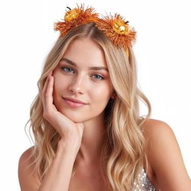 Imagem de xo, Fetti Tiara de abóbora para discoteca – serve para adultos + crianças | Acessório de cabelo de Halloween, lembrancinha de festa infantil laranja, decorações de aniversário assustadoras, fantasia