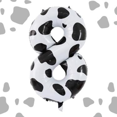 Imagem de Vuzvuv Balões com estampa de vaca nº 8, balão grande de 101 cm para decoração de 1º aniversário, festa temática