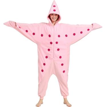 Imagem de AIYOUYIYA Pijama de fantasia de estrela do mar para adultos – Traje de cosplay de uma peça de animal marinho para mulheres e homens, Estrela-do-mar rosa, XXG