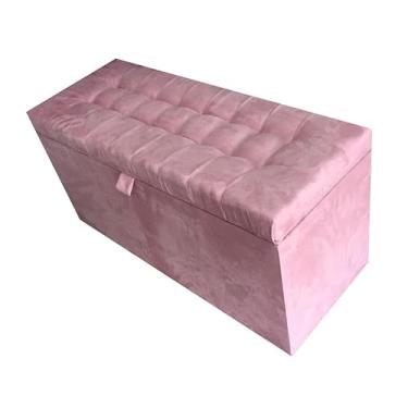 Imagem de Banqueta Decorativa Com EspaçO De Armazenamento - FáCil Acesso(Rosa claro Suede,Pés em PVC)