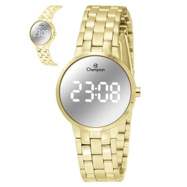 Imagem de Relógio Champion Feminino Ref: Ch48153b Led Espelhado Dourado