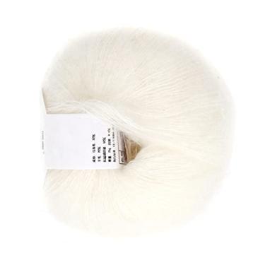 Imagem de GLOGLOW Fio de lã angorá, Fio de tricô Mohair Macio e Quente para Cachecóis e Suéteres, 30% Mohair 50% Fibra, Adequado para Todas As Idades (01 branco)
