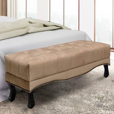 Imagem de Recamier 0,90m Com Pés Luiz Xv E Acabamento Luxo Em Tecido Suede Vicenza - Lucadi Bege