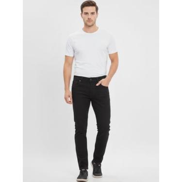 Imagem de Calça Jeans Masculina Preta Skinny Slim Ajustada Confortável Casual Tr