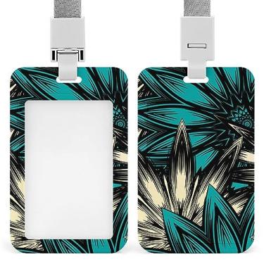 Imagem de Porta-crachá de identificação vintage indiano sem costura com cordão, suporte de cartão de plástico com clipe removível para estudante, professor, enfermeira, escritório, 11 x 6,9 cm