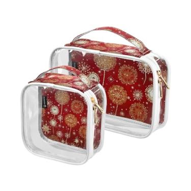 Imagem de GAIGEO Conjunto de bolsa de maquiagem transparente para neve azul com árvore de Natal e flocos de neve, bolsa transparente para viagem, aprovada pela Tsa, pacote com 2, Flocos de neve de Natal - 2