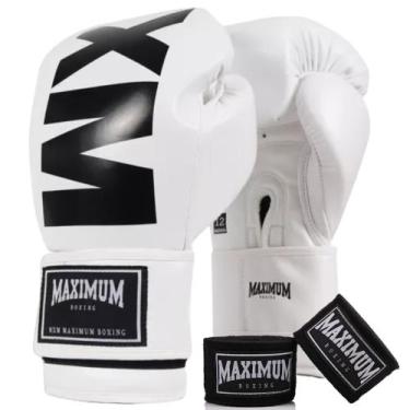 Imagem de Kit Luva Boxe Muay Thai Kickboxing Mxm Inverse White/black + Bandagem 