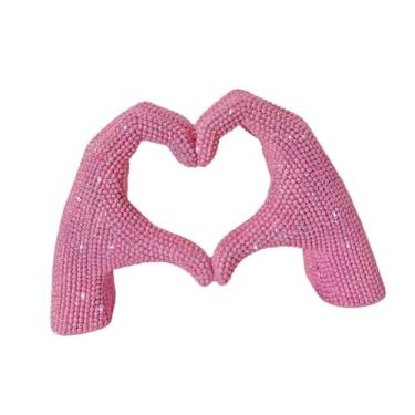 Imagem de XLWLLNJ Escultura de mão em forma de coração para mesa, estátua de dedo do amor, figura em gesto para prateleiras, Pink L