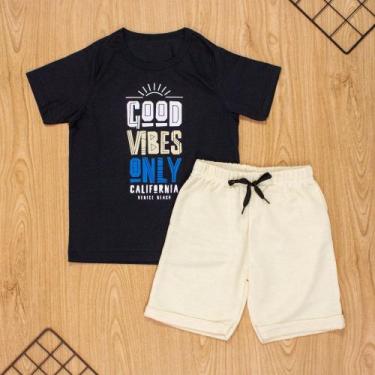 Imagem de Conjunto curto infantil 2 ao 10  algodão good vibes preto - Loja Era U