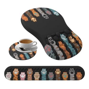 Imagem de Mouse pad suporte de pulso, mouse pad ergonômico com descanso de pulso, mouse pads de computador alívio da dor teclado descanso de pulso com copos, mouse pad de gel antiderrapante para computador para