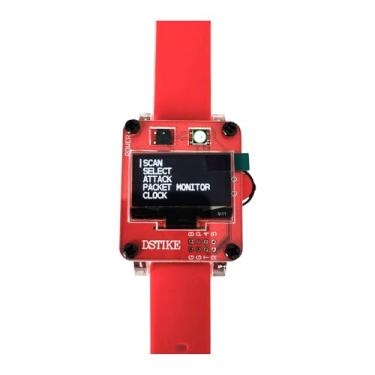 Imagem de FVDPWYE Placa de desenvolvimento para smartwatch Deauther com display LED, antena destacável e rede de teste para uso profissional em escritórios, Vermelho