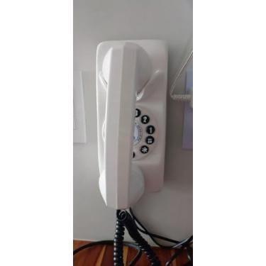 Imagem de Telefone Retrô Digital Interfone, Design Vintage, Cores Disponíveis, Modelo Parede (Branco)