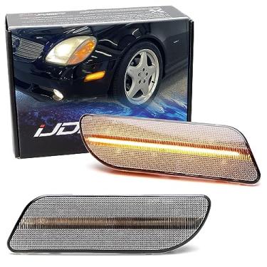 Imagem de iJDMTOY Lente semitransparente 36-SMD Âmbar Full LED Bumper Side Marker Kit de Luz Compatível com Mercedes-Benz SLK CLK Classe 1998-2004, substitui OEM Amber Front Sidemarkers