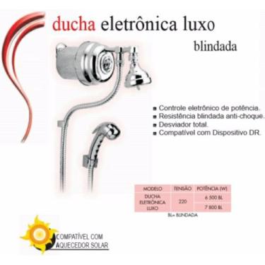 Imagem de Ducha Eletrônica Luxo Blindada Cardal 7800w 220v, Cinza, 220V
