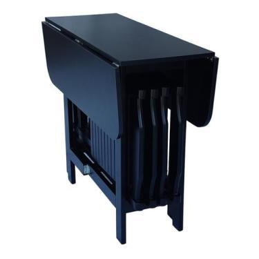 Imagem de Conjunto Prático Mesa e 4 Cadeiras Dobrável Preto, Bar-Cozinha-Lazer-V