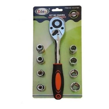 Imagem de Kit Jogo Soquete 9 Peças Catraca Sextavado 1/2 Profissional Tork Cabo 