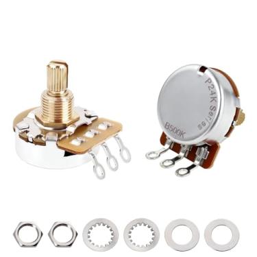 Imagem de Banworks Brass B500K Imperial 9,5 mm Rosca Potenciômetro de guitarra tamanho completo 24 estrias eixo curto dividido (comprimento 15,5 mm) Potenciômetro linear afunilado para Gibson Les Paul LP/SG