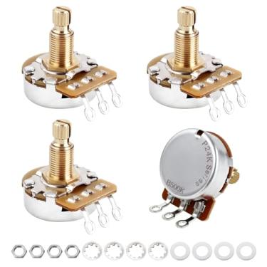 Imagem de Banworks Potenciômetros de latão A500K+B500K M8 Rosca tamanho completo métrico 2A2B 18 estrias (comprimento de 18 mm) Potenciômetros de áudio e cone linear para Epiphone Les Paul LP/SG Squier Strat