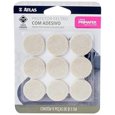 Imagem de Atlas - Protetor Redondo de Feltro Adesivo com Fita Dupla-face, Tamanho D3cm, Cartela com 9 Peças, Cor Bege