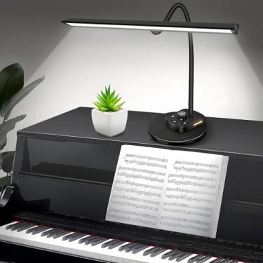 Imagem de Luz de piano, lâmpada de piano de LED atualizada para pianos grande/verticais e digitais, luminária de suporte de música com pescoço de ganso ajustável, temporizador de desligamento automático, 5