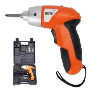 Imagem de Parafusadeira Elétrica Sem Fio Tuoye 4.8V Recarregável | Kit 45 Peças com Maleta Organizadora | Luz LED Integrada e Cabo USB | Ideal para Montagem de Móveis, Reparos Domésticos e Manutenção