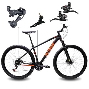 Imagem de Bicicleta Aro 29 KSW XLT 21 Marchas Quadro Alumínio Freio a Disco Mecânico MTB (Preto e laranja, 19)