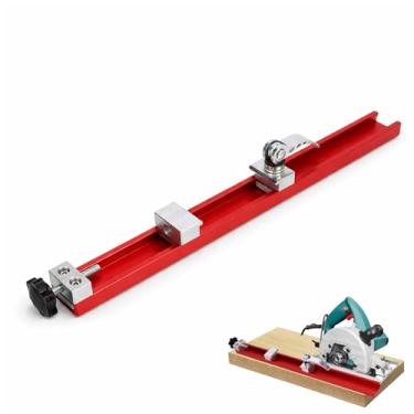 Imagem de Guia de base de máquina de corte ajustável, trilho de guia de serra circular de liga de alumínio, guia de corte elétrico portátil e estável projetado para tarefas de corte e fresagem com precisão