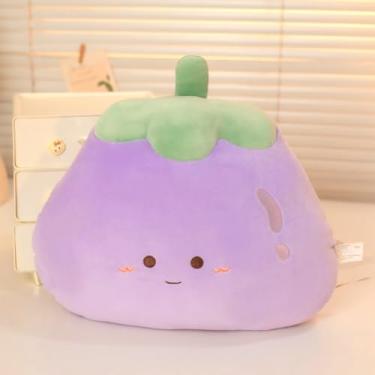 Imagem de MEAJOIN Almofadas decorativas de berinjela fofas macias e vegetais, almofada de pelúcia macia, para decoração de casa (roxa)