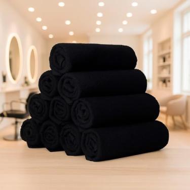 Imagem de Kit 15 Toalhas de Rosto 65x40cm Algodão Macio para Salão, Lavabo e Manicure Profissional Uso Diário (TOALHAS SALÃO PRETA,10 UNIDADES)